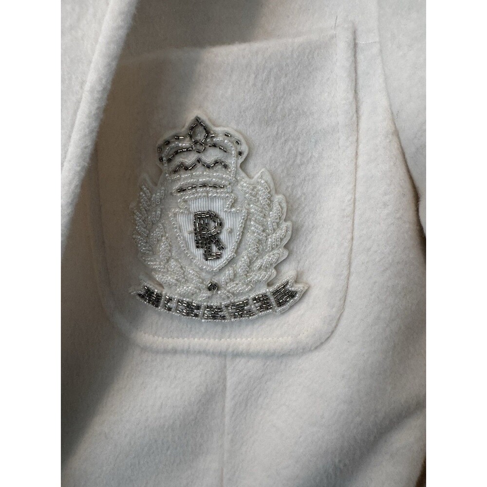 Polo Ralph Lauren Creme Crest Patch Wool Blend Blazer Women’s 10 Quiet Luxury - Picture 6 of 14